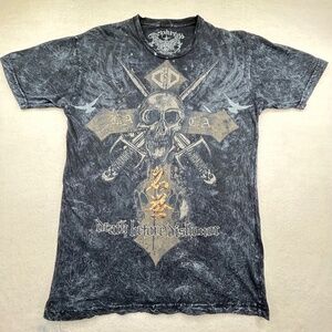 Departed VINTAGE Y2K Medium Skull Sword Japanese "Death Before Dishonor" T-shirt